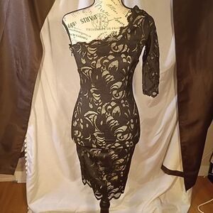 H&M Black One-Shoulder Lace Cocktail Dress